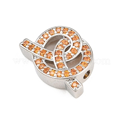 Brass Micro Pave Orange Cubic Zirconia Beads&nbsp;CU-CBAD306-22P