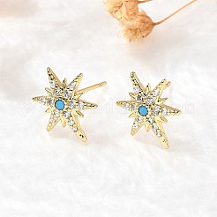 Star Brass Micro Pave Cubic Zirconia Ear Studs&nbsp;EJEW-D304-36G