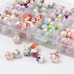 1 Box Ten Color Handmade Printed Porcelain Beads&nbsp;PORC-X0003-01