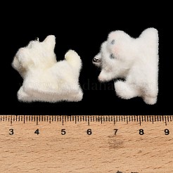 フロック加工された不透明樹脂ペンダント  犬のチャーム  プラチナ製の鉄製ループリング  ホワイト  20.5~27.5x17~28.5x19~31mm  穴：2mm&nbsp;RE-CBA0E35-01P