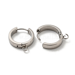 変色しにくい201ステンレススチール製ハギーフープピアス金具  垂直ループ付き  316サージカルステンレススチールイヤリングピン付き  リング  ステンレス鋼色  18x4mm  穴：2.7mm  ピン：1mm&nbsp;STAS-A167-01U-P