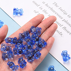透明なアクリルパーツ  多面カット  クマ  ブルー  19.5x13.5x10.5mm  穴：1.5mm  約400個/500g&nbsp;TACR-S151-01B-750