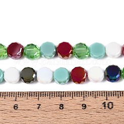 電気メッキガラスビーズセット  フラットラウンド  多面カット  ファイヤーブリック  7.5~8x4~5mm  穴：1~1.4mm  約25~27個/連  7.28~7.48インチ（18.5~19cm）&nbsp;EGLA-N022-03A-A05