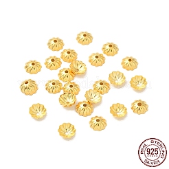 925スターリングシルバービーズキャップ  マルチ花弁  花  18KGP本金メッキ  5x1.5mm  穴：0.9mm  約97個/5g&nbsp;LS-STER-F055-05G