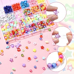 DIY ミックスシェイプ アクリルビーズ ブレスレット 作成キット  ミックスカラー  8~72x0.8~20x0.8~10mm  穴：1~4mm&nbsp;DIY-YW0010-97