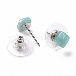 Natural Amazonite Ear Studs&nbsp;EJEW-K091-01P-05