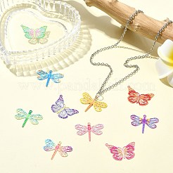 40Pcs 10 Styles Spray Painted 430 Stainless Steel Filigree Pendants&nbsp;STAS-CJ0002-53