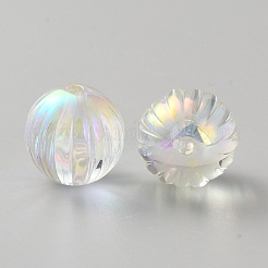 UVメッキ透明アクリルビーズ  虹色の  カボチャ  透明  16mm  穴：2.5mm&nbsp;OACR-WH20006-08E