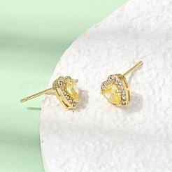 Brass Micro Pave Cubic Zirconia Stud Earrings&nbsp;EJEW-G471-17G