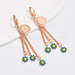 Fashionable Classic Brass Flower Tassel Hoop Earrings&nbsp;TS2520