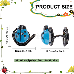 6 Pair 6 Color Plastic Ladybug Cuff Earrings&nbsp;EJEW-AB00001
