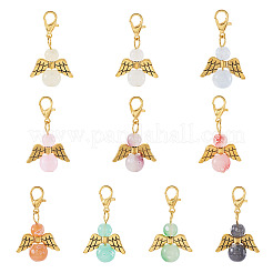 20Pcs 10 Colors Glass Bead with Alloy Pendant Decorations&nbsp;HJEW-TAC0110