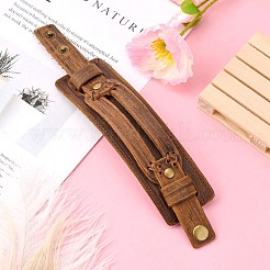 レザーラップスナップブレスレット  サドルブラウン  220~240mm（8-5/8インチ〜9-1/2インチ）&nbsp;BJEW-FF0007-027B
