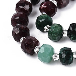 Natural Fuchsite & Garnet & White Moonstone Beads Strands&nbsp;G-T144-20B-01