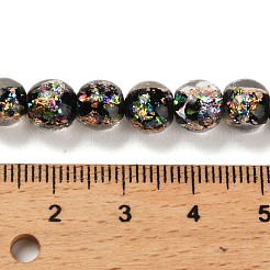 手作りの二色性箔ガラスビーズ連売り  ラウンド  ブラック  7.5~8mm  穴：1.3mm  約50個/連  13.58''（34.5センチメートル）&nbsp;DICH-U001-02K