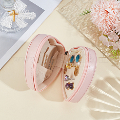 Heart PU Imitation Leather Jewelry Organizer Zipper Boxes&nbsp;AJEW-CL0006-03B