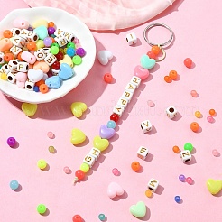 DIY ブレスレット ジュエリー作りキット  アクリルビーズ入り  アイアン分割キーホルダー  ポリエステルワックスコード  ミックスカラー  4~20x0.5~10.5x0.5~6mm  穴：1.5~3.5mm&nbsp;DIY-YW0009-09