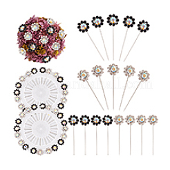 Alloy Rhinestone Flower Long Pins&nbsp;FIND-WH0111-322