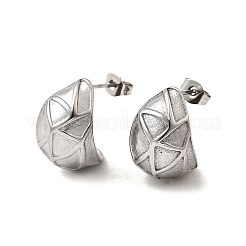 304ステンレススチールスタッドピアス  C字型  ステンレス鋼色  18x13.5mm&nbsp;EJEW-F381-01A-P
