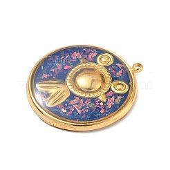 304 Stainless Steel Epoxy Resin with Natural Shell and Sequins Inside Pendants&nbsp;STAS-L026-17G-F04