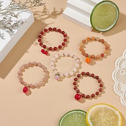 Natural Gemstone Round Beads Beaded Bracelets&nbsp;BJEW-JB09051
