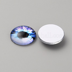 ガラスカボション  アイ模様とハーフラウンド/ドーム  モーブ  20x5.5mm&nbsp;GLAA-WH0033-75F-02