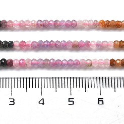 グラデーションカラーの天然のカラフルなトルマリンビーズ連売り  多面カット  ロンデル  3x2mm  穴：0.5mm  約192個/連  15.43''（39.2センチメートル）&nbsp;LS-G-ONLY-T-A07-01