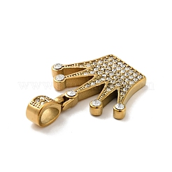イオンプレーティング（IP）304ステンレスペンダント  ラインストーン付き  クラウン  ゴールドカラー  33.5x35x3.5mm  穴：5x8mm&nbsp;STAS-C053-33G