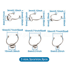 9Pcs 3 Styles 304 Stainless Steel Cuff Pad Ring Settings&nbsp;STAS-PJ0001-16P