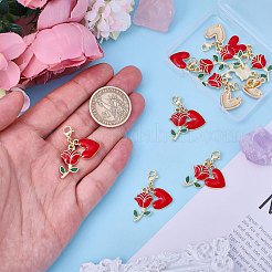 Heart & Rose Alloy Enamel Pendant Decoratios&nbsp;HJEW-CA00043