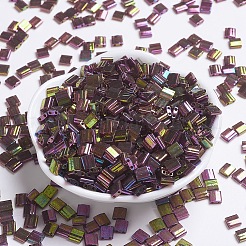MIYUKIティラビーズ  日本製シードビーズ  2穴  （tl301)ダークトパーズレインボーゴールド光沢  5x5x1.9mm  穴：0.8mm  約590個/50g&nbsp;SEED-X0054-TL301