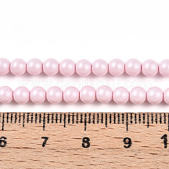 ベーキングペイントパール化ガラスパールビーズ連売り  ラウンド  パールピンク  4mm  穴：0.6mm  約103~104個/連  15.75~15.94インチ（40~40.5cm）&nbsp;HY-N002-4mm-B04