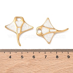 304ステンレススチールエナメルペンダント  海洋生物チャーム  イオンプレーティング（ip）  18KGP本金メッキ  マンタのチャーム  29x25.5x3mm  穴：3x4mm&nbsp;STAS-Q119-10C-G