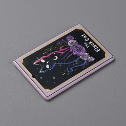 印刷されたアクリルパーツ  タロット模様のチャーム付き長方形  猫の模様  43~43.5x29~29.5x2.5mm  穴：1.8mm&nbsp;SACR-WH0001-30B