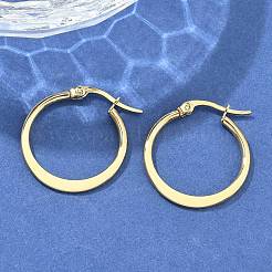 304ステンレススチールフープピアス  低刺激性のイヤリング  ゴールドカラー  24~26x2mm  ピン：0.7x1mm&nbsp;EJEW-F105-22G