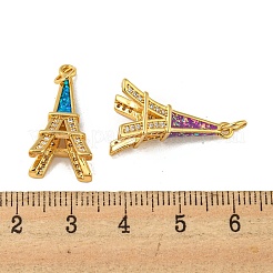 Brass Micro Pave Cubic Zirconia with Synthetic Opal Pendants&nbsp;KK-K356-18G