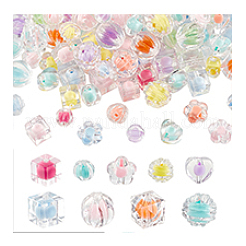 180個9スタイルの透明アクリルビーズ  二層ビーズ  混合図形  9.5~16x8.5~15.5mm  穴：2.5~3mm  20個/スタイル&nbsp;OACR-PH0004-30