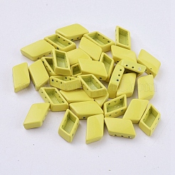 スプレー塗装合金マルチ連リンク  タイル弾性ブレスレット作り用  菱形  緑黄  14x8x4.8mm  穴：0.8mm&nbsp;PALLOY-G268-E-016