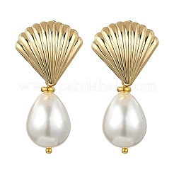 Teardrop Shell Pearl Bead Stud Earrings&nbsp;EJEW-JE07105-02