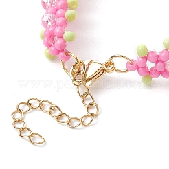 女性のためのガラスシードビーズブレスレット  ショッキングピンク  6-3/4インチ（17cm）&nbsp;BJEW-MZ00139-01