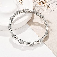女性用真鍮バングル  竹  ラックめっき  プラチナ  1/4インチ（0.8cm）  内径：2-3/8インチ（5.95cm）&nbsp;BJEW-D313-04P