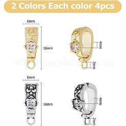 8pcs 2 Colors Brass Micro Pave Cubic Zirconia Donut Bails&nbsp;KK-HS0001-03