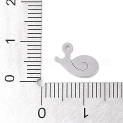 変色しない304ステンレススチールチャーム  カタツムリの魅力  ステンレス鋼色  6x11x1mm  穴：1mm&nbsp;STAS-L022-408P