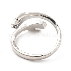 Rack Plating Brass Hand Hug Open Cuff Ring for Women&nbsp;RJEW-E064-04P