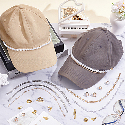 8Pcs Alloy & Plastic Imitation Pearl Hat Chains&nbsp;FIND-ME0003-41