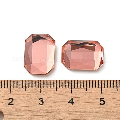 ガラスラインストーンカボション  フラットバック＆バックメッキ  多面カット  長方形  パパラチャ  14x10x4.50mm&nbsp;RGLA-P037-14A-D262