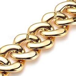 手作りのUVメッキアクリルカーブチェーン  ツイストチェーン  ゴールドカラー  リンク：31x29x6mm  約39.37インチ（1m）/連&nbsp;X-AJEW-JB00774-02