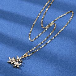 Flower Brass Micro Pave Cubic Zirconia Pendant Neckalces&nbsp;NJEW-C076-22G