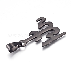 宗教 304 ステンレス ペンダント  アッラー  ガンメタ色  33x25.5x1.5mm  穴：10x4.5mm&nbsp;STAS-I135-40B