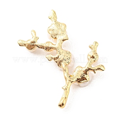 亜鉛合金カボション  プラスチック製のイミテーションパールとラインストーン付き  花の枝  ホワイト  53x48.5x7.6mm&nbsp;FIND-C035-03G-01